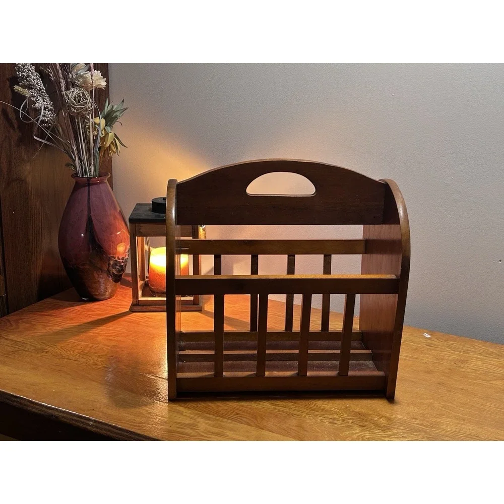 Vintage Large Oak Magazine Rack  Country Cottage 60s 70s Oversized 17x19.5